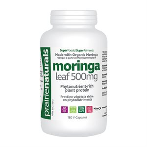 Prairie Naturals Feuille de Moringa 500 mg 180 vcaps