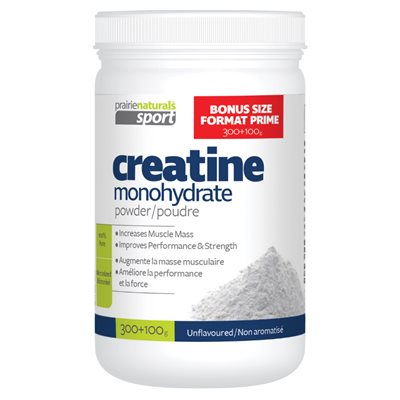 PRAIRIE NATURALS Créatine Monohydratée 100 % pure, micronisée FORMAT PRIME 400g