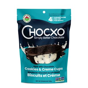 CHOCXO Organic Dark Milk Chocolate Cookies & Creme Cups 98g