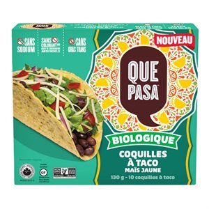 Que Pasa Coquilles Taco Mais Jaune Bio 130g