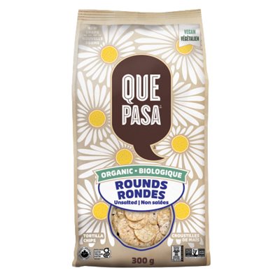 Que Pasa Organic Unsalted Round Tortilla Chips 300g