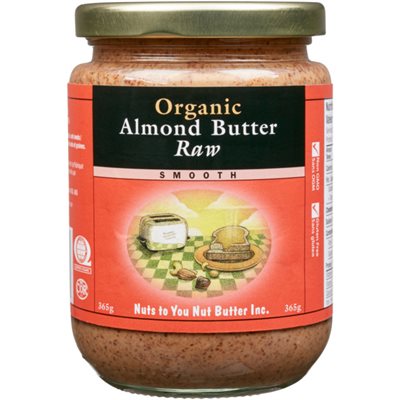 Nuts to You Nut Butter Smooth Organic Almond Butter Raw 365 g 