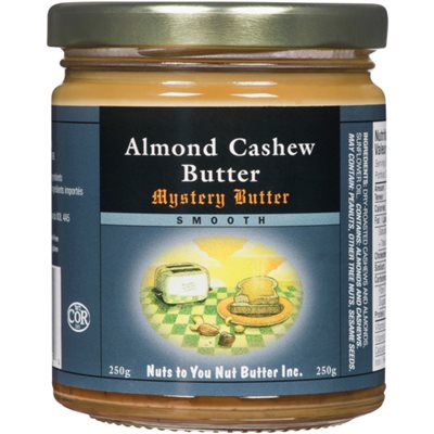 Nuts to You Nut Butter Almond Cashew Butter Mystery Butter Smooth 250 g 