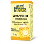 Natural Factors VitaSoleil D3 gouttes   1 000 UI  15 mL liquide