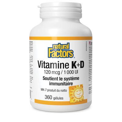 Natural Factors Vitamin K+D 120 mcg / 1000 IU 360 Softgels