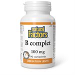 Natural Factors B complet Libération lente  100 mg  90 comprimés