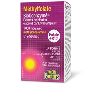 Natural Factors BioCoenzymated™ Methylfolate * Folate + B12 1000 mcg / 50 mcg 60 Sublingual Tablets