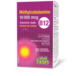 Natural Factors B12 Methylcobalamin 10,000 mcg 30 Sublingual Tablets Cherry
