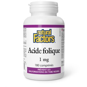 Natural Factors Acide folique 1 mg 180 comprimés