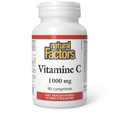 Natural Factors Vitamine C avec bioflavonoïdes et baies d’églantier 1 000 mg 90 comprimés