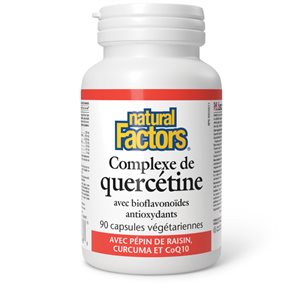 Natural Factors Complexe de quercétine avec pépin de raisin, curcuma et CoQ10 90 capsules végétariennes