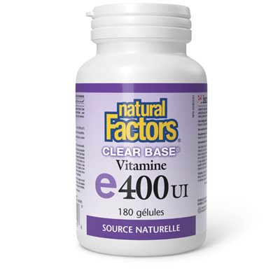 Natural Factors Vitamine E Clear Base Source naturelle 400 UI 180 gélules