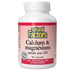 Natural Factors Calcium & Magnesium Citrate with D3 Plus Potassium, Zinc & Manganese 90 Capsules