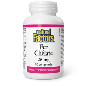 Natural Factors Fer Chélate 25 mg 90 comprimés