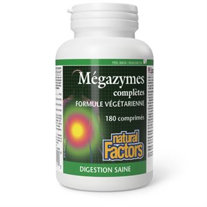Natural Factors Mégazymes complètes Formule végétarienne 180 comprimés