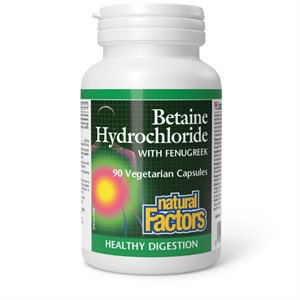 Natural Factors Chlorhydrate de bétaïne avec fenugrec 90 capsules végétariennes