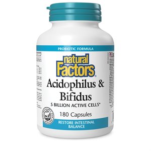 Natural Factors Acidophilus & Bifidus 5 Billion Active Cells 180 Capsules