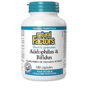 Natural Factors Acidophilus & Bifidus Double Strength 10 Billion Active Cells 180 Capsules