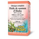 Natural Factors Huile de saumon d’Alaska 100 % sauvage Omégas complets  1 300 mg  180 gélules Enteripure