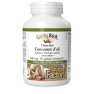 Natural Factors GarlicRich Ultra-fort Concentré d’ail 500 mg 90 gélules Enteripure