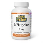 Natural Factors Mélatonine  3 mg  180 comprimés sublinguaux menthe poivrée