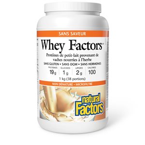 Natural Factors Whey Factors Protéine de petit-lait 1 kg poudre sans saveur