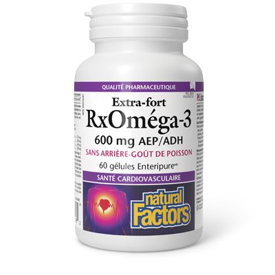 Natural Factors RxOmega-3 Extra Strength 600 mg 60 Enteripure® Softgels