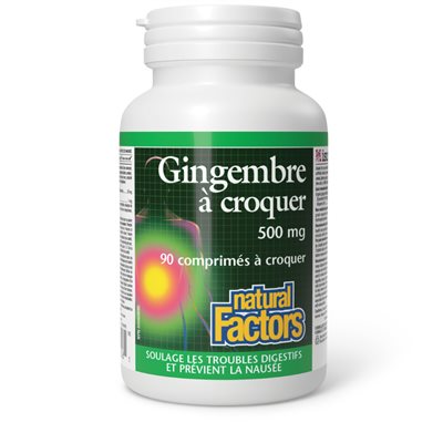 Natural Factors Gingembre à croquer 500 mg 90 comprimés à croquer