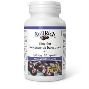 Natural Factors AcaiRich Ultra-fort Concentré de baies d’açaï 500 mg 90 capsules