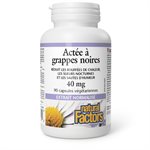 Natural Factors Actée à grappes noires Extrait normalisé  40 mg  90 capsules végétariennes