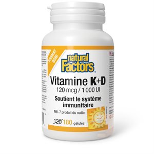 Natural Factors Vitamin K+D 120 mcg / 1000 IU 180 Softgels