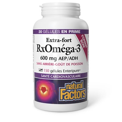 Natural Factors RxOmega-3 Extra Strength 600 mg 150 Enteripure® Softgels