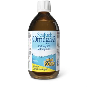 Natural Factors SeaRich Oméga-3 750 mg AEP / 500 mg ADH 500 mL liquide meringue au citron