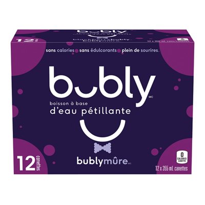 Bubly Eau pétillantes Mures 12x355ml