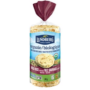 Lundberg Galettes de Riz Soufflé Biologiques Riz Sauvage Salé 241 g