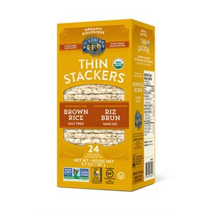 Lundberg Family Farms Thin Stackers Galettes de Grains Soufflés Riz Brun Sans Sel Biologique 24 Galettes de Riz 167 g