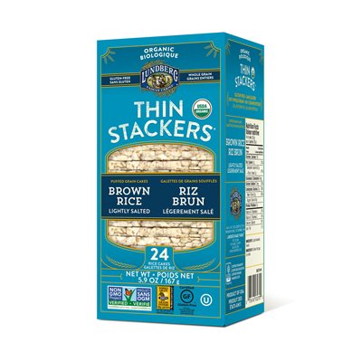 Lundberg Family Farms Thin Stackers Puffed Grain Cakes Brown Rice Lightly Salted Organic 24 Rice Cakes 167 g 167g