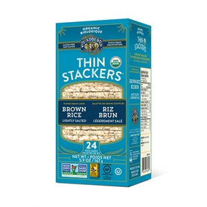 Lundberg Family Farms Thin Stackers Galettes de Grains Soufflés Riz Brun Légerement Salé Biologique 24 Galettes de Riz 167 g