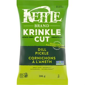 Kettle Dill Pickle Krinkle Cut Potato Chips 198g