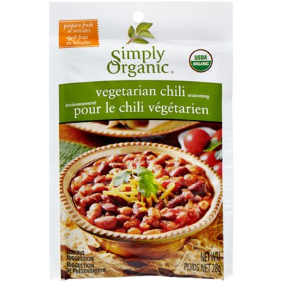 Simply Organic Assaisonnement pour le Chili Végétarien 28 g