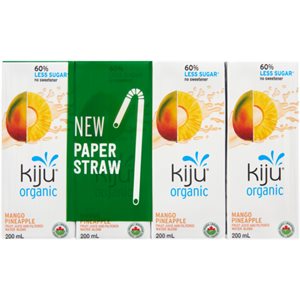 Kiju Fruit Juice and Filtered Water Blend Mango Pineapple Organic 4x200ml