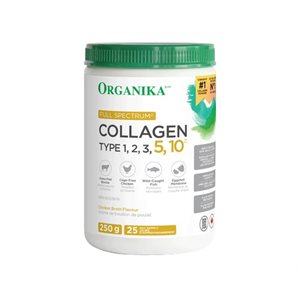 Organika Full Spectrum Collagéne type 1,2,3,4,10 Saveur de bouillon de poulet 250g