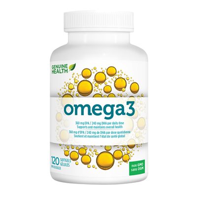 Genuine Health Omega3+, Omega Fish Oil , 360mg EPA, 240mg DHA 120 softgels