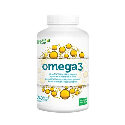 Genuine Health Omega3+, Omega Fish Oil , 360mg EPA, 240mg DHA 240 softgels