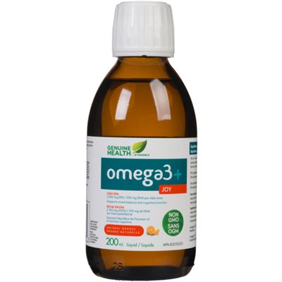 Genuine Health Omega3+ Joy Liquid huile de poisson , Orange, 2,156mg EPA, 314mg DHA