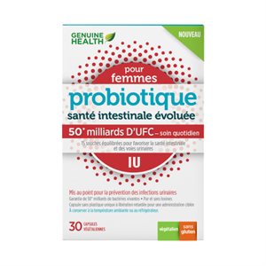 Genuine Health Advanced Gut Health Probiotics for Women UTI 50 Billion CFU, 15 Diverse Strains 30 caps