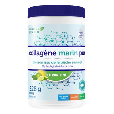 Genuine Health Marine Clean Collagen, Lemon Lime Hydrolyzed Collagen Powder 228g