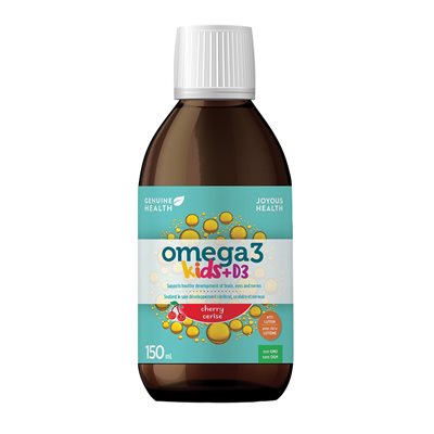 Genuine Health Omega3 Pour Enfant huile de poisson + Vitamine D3 & Lutein, Saveur Cerises Genuine Health Omega3 Pour Enfant huile de poisson + Vitamine D3 & Lutein, Saveur Cerises