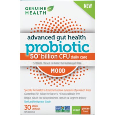 Genuine Health Advanced Gut Health Probiotic Mood, 50 Billion CFU, 15 Diverse Strains 30 caps