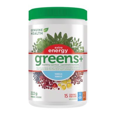 Genuine Health Greens+ Extra Énergie Vanille 222 g